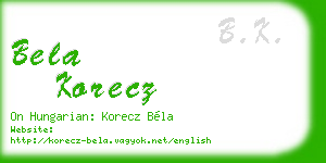 bela korecz business card
